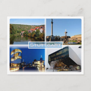 DE Stuttgart - Floden Neckar - Schlossplatz - Vykort