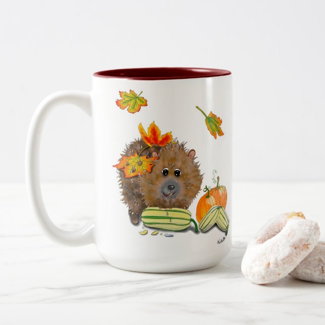DE Tasse Herbst Igel Två-Tonad Mugg (Med munk)