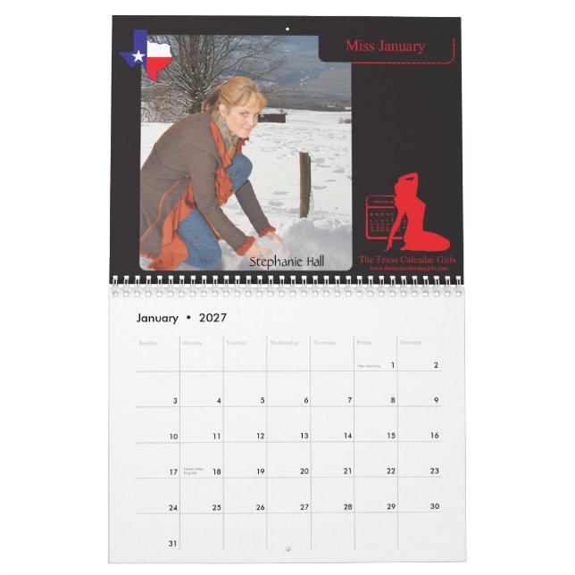 De Texas kalenderflickorna 2010 12 månad Kalender (Jan 2027)