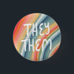 DE/THEM Pronouns Colorful Handlettered Rainbow Knapp<br><div class="desc">Anpassa med den här coolan. Gör en underbar gåva! Du kan anpassa den och även lägga till text. Kolla min butik för mycket mer färg och mönster! Säg till om du vill ha nåt anpassningsbar också.</div>