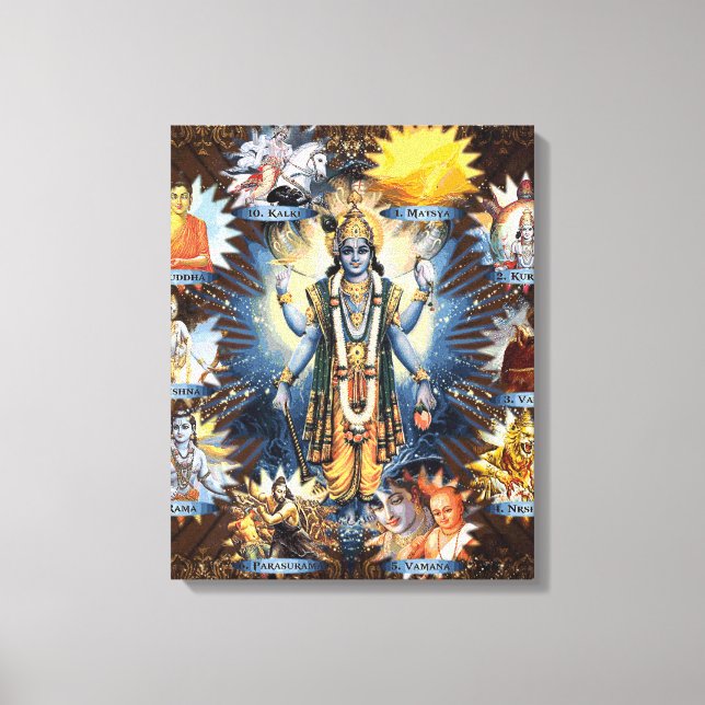 De tio avatarerna från Vishnu - arbetsytan Canvastryck (Framsida)