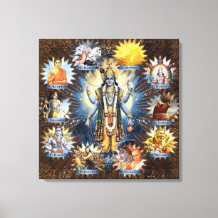 De tio avatarerna från Vishnu - arbetsytan Canvastryck
