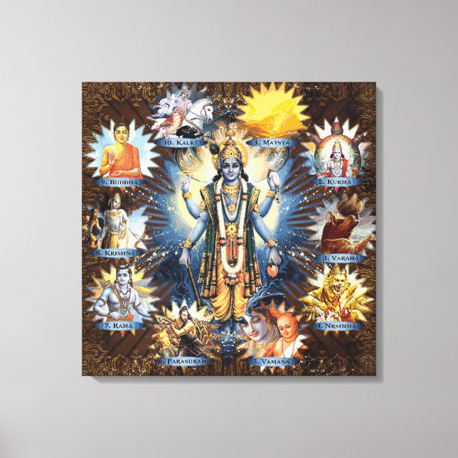 De tio avatarerna från Vishnu - arbetsytan Canvastryck (Framsida)