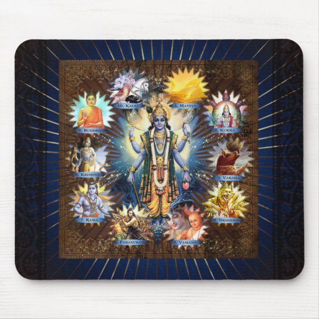 De tio avatarerna från Vishnu - Mousepad Musmatta (Framsidan)