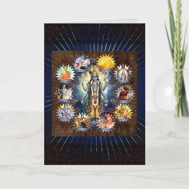De tio avatarsna av Vishnu - kortet, hälsning, Helgkort (Framsida)