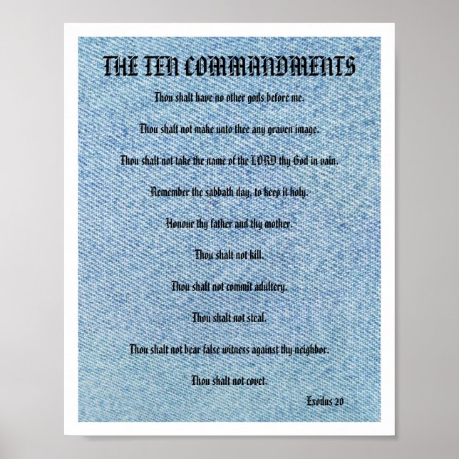 De tio budorden - Blue Denim Poster (Framsidan)