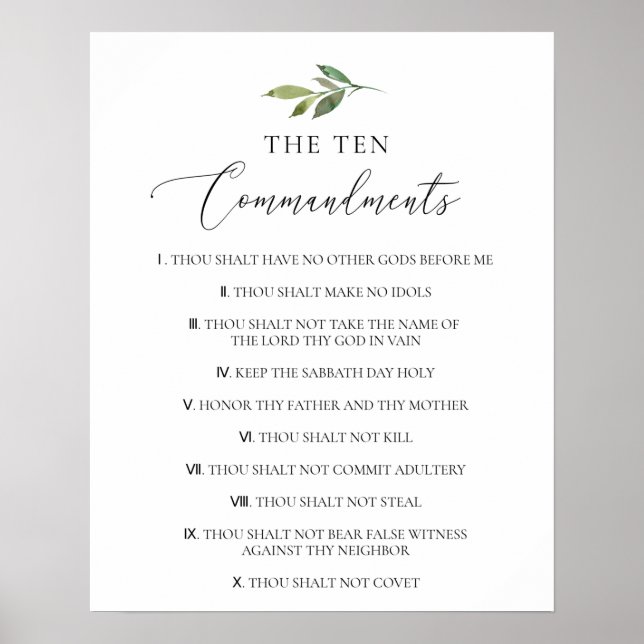 De tio budorden Christian Bible Verse Church Poster (Framsidan)
