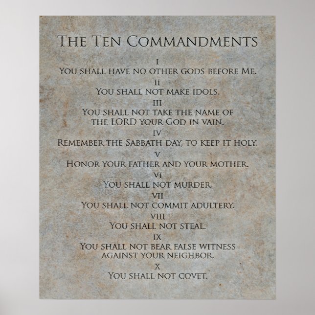 De tio budorden i Stone Poster (Framsidan)
