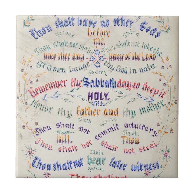 "De tio budorden" keramiskt plattor Kakelplatta (Framsidan)