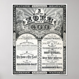 De tio budskapen från 1876 Vintage affisch återupp