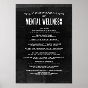 De tio budskapen från Mental Hälsa Poster