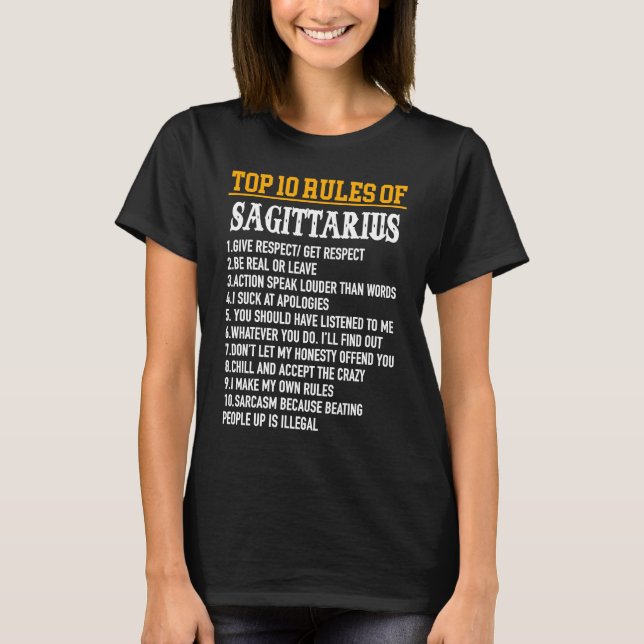 De tio främsta Regler Sagittarius den 22 december  T Shirt (Framsida)