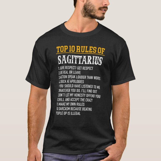 De tio främsta Regler Sagittarius den 22 november- T Shirt (Framsida)