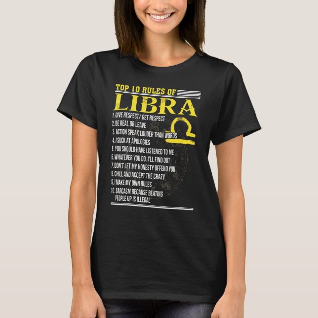 De tio främsta Reglerna av Libra Sept 23 - okt 23  T Shirt (Framsida)
