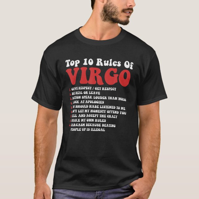 De tio främsta Reglerna av Våg-fyndigt horoscope f T Shirt (Framsida)