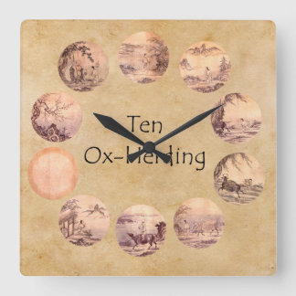 De tio Oxherding bilderna Fyrkantig Klocka