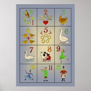 De tolv dagarna av julsångaffischen poster