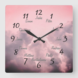 De tolv diskarna från Jesus Square Wall Clock Fyrkantig Klocka