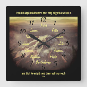 De tolv diskarna från Jesus Square Wall Clock Fyrkantig Klocka