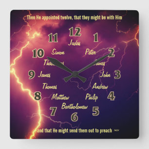 De tolv diskarna från Jesus Square Wall Clock Fyrkantig Klocka