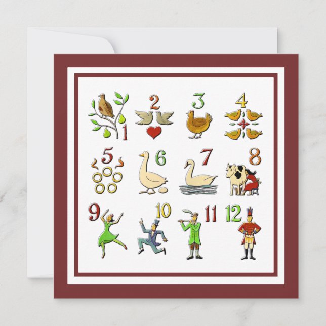 De tolv juldagarna i Färg i Gräns Julkort (Framsida)