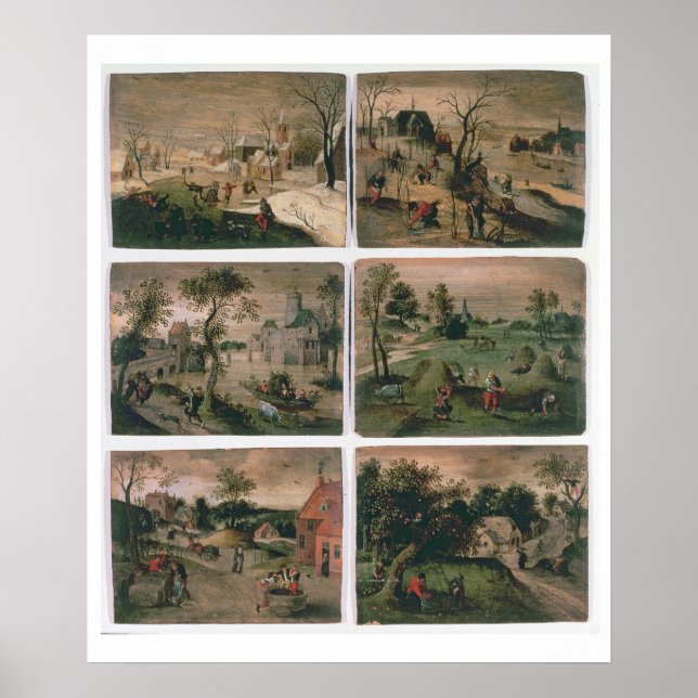 De tolv månaderna av året: januari, februari, poster (Framsidan)