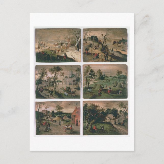 De tolv månaderna av året: januari, februari, vykort (Framsida)