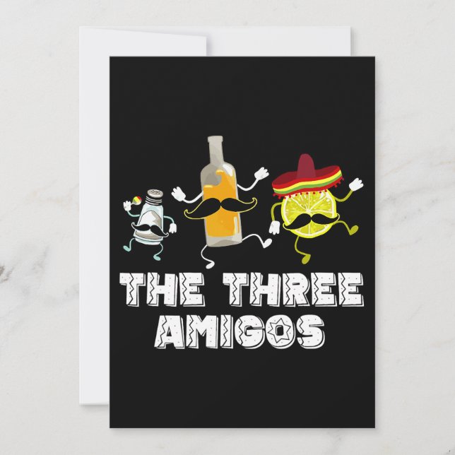 De tre Amigos Cinco De Mayo. Cute Lemon Flaska Inbjudningar (Framsida)