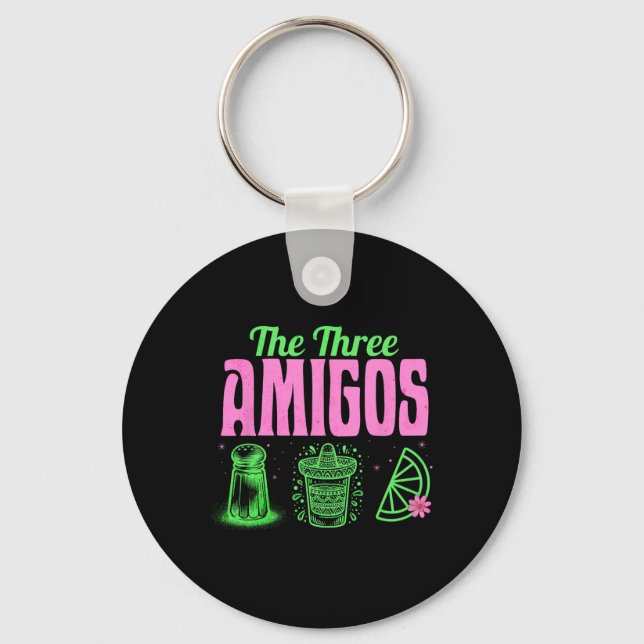 De tre Amigos Cinco De Mayo Drinking Tequila Pa Nyckelring (Framsida)