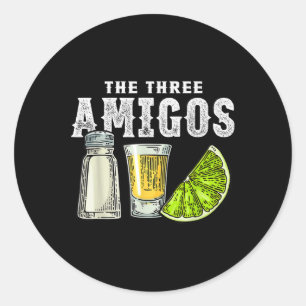De tre Amigos Lime Salt Tequila Funny Cinco de Runt Klistermärke