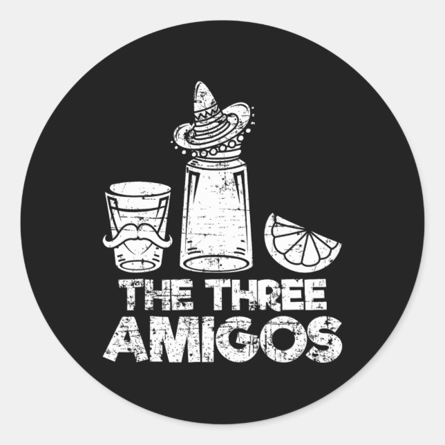 De tre Amigos Shirt Tequila Lime Salt Manar Women Runt Klistermärke (Framsida)