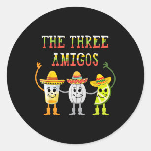 De tre Amigos T Shirt Tequila Salt Lime Cinco D Runt Klistermärke