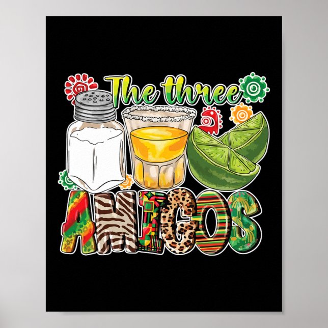 De tre Amigos Tequila Salt Lime Cinco De Mayo Poster (Framsidan)