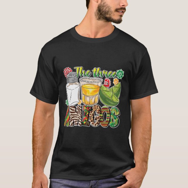 De tre Amigos Tequila Salt Lime Cinco De Mayo T Shirt (Framsida)