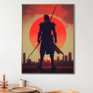 De tre Färgerna Samurai japanska krigare Poster