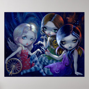 De tre Fates ART PRINT Gothic Fairy guddess Poster