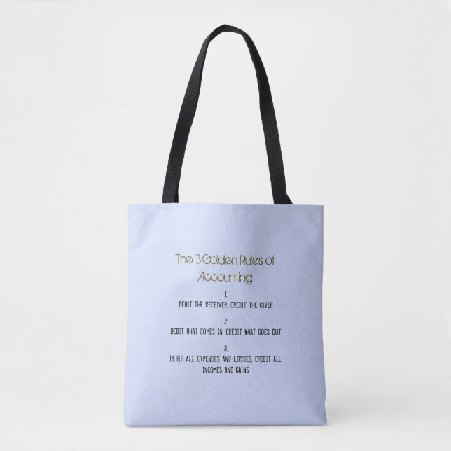 "De tre Golden Regler of Accounting" Tygkasse (Framsida)