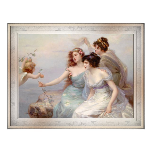 De tre gracerna av Edouard Bisson Fototryck (Framsidan)
