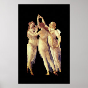 De tre gracerna - detalj, Primavera av Boticelli Poster