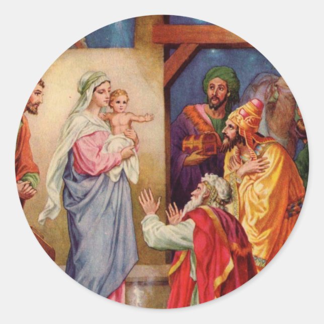 De tre kloka manar runt klistermärke (Framsida)