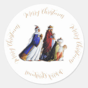 De tre Magi Bearing-presenterna och julklapparna h Runt Klistermärke