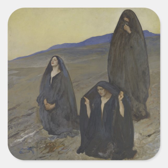 De tre maryerna fyrkantigt klistermärke (Framsida)