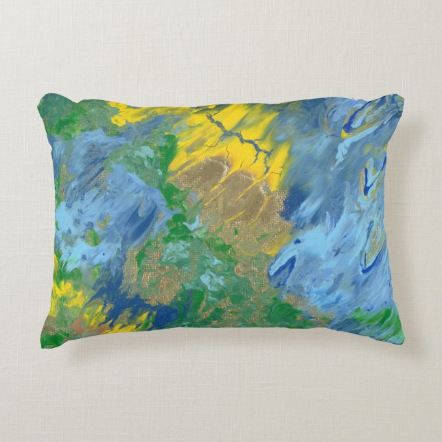 "De tre monster"-akrylmålningen Prydnadskudde (Framsidan)