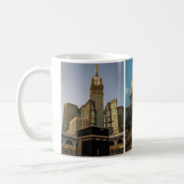 De tre moskéerna: Makkah Madina Jerusalem Kaffemugg (Vänster)