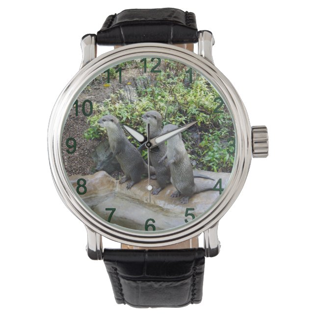 De tre musketörerna: Trio of Small Grått Otters. Armbandsur (Framsida)