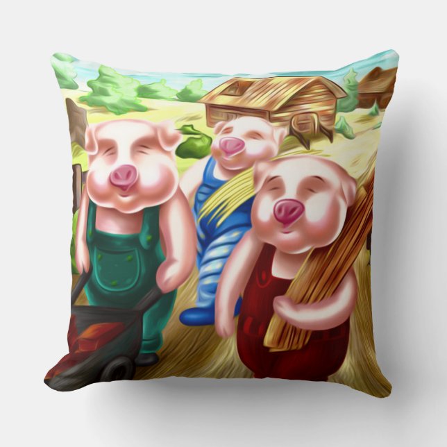 De tre små grisarna kastkudde kudde (Framsida)