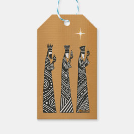 De tre vise männen Svart & Vit jul Nativity Presentetikett