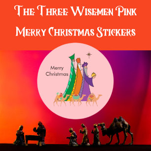 De tre Wisemarnas Rosa jul Runt Klistermärke