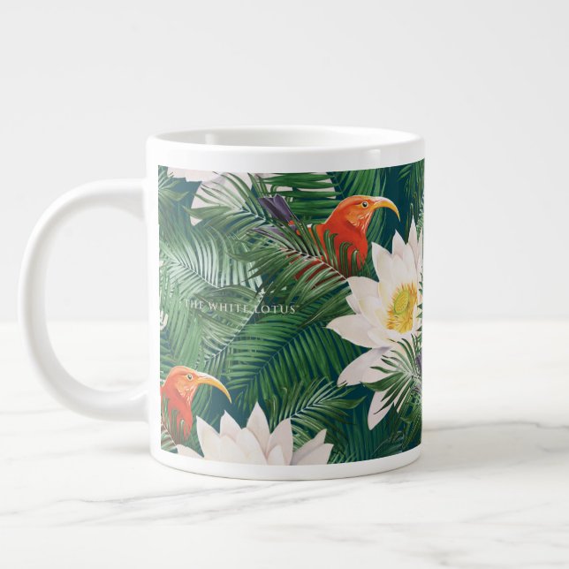De tropiska Lotus-fåglarna och Lotus Mönster Jumbo Mugg (Vänster)