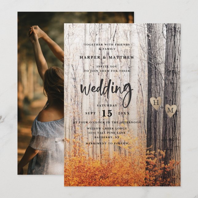 De två Älskare som transporterade Träd-Fallskogen  Inbjudningar (Fram/baksida)